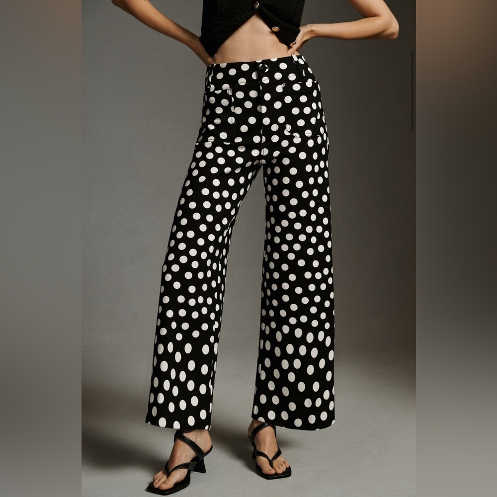 Maeve Colette Polka Dot Wide-Leg Ponte Pants